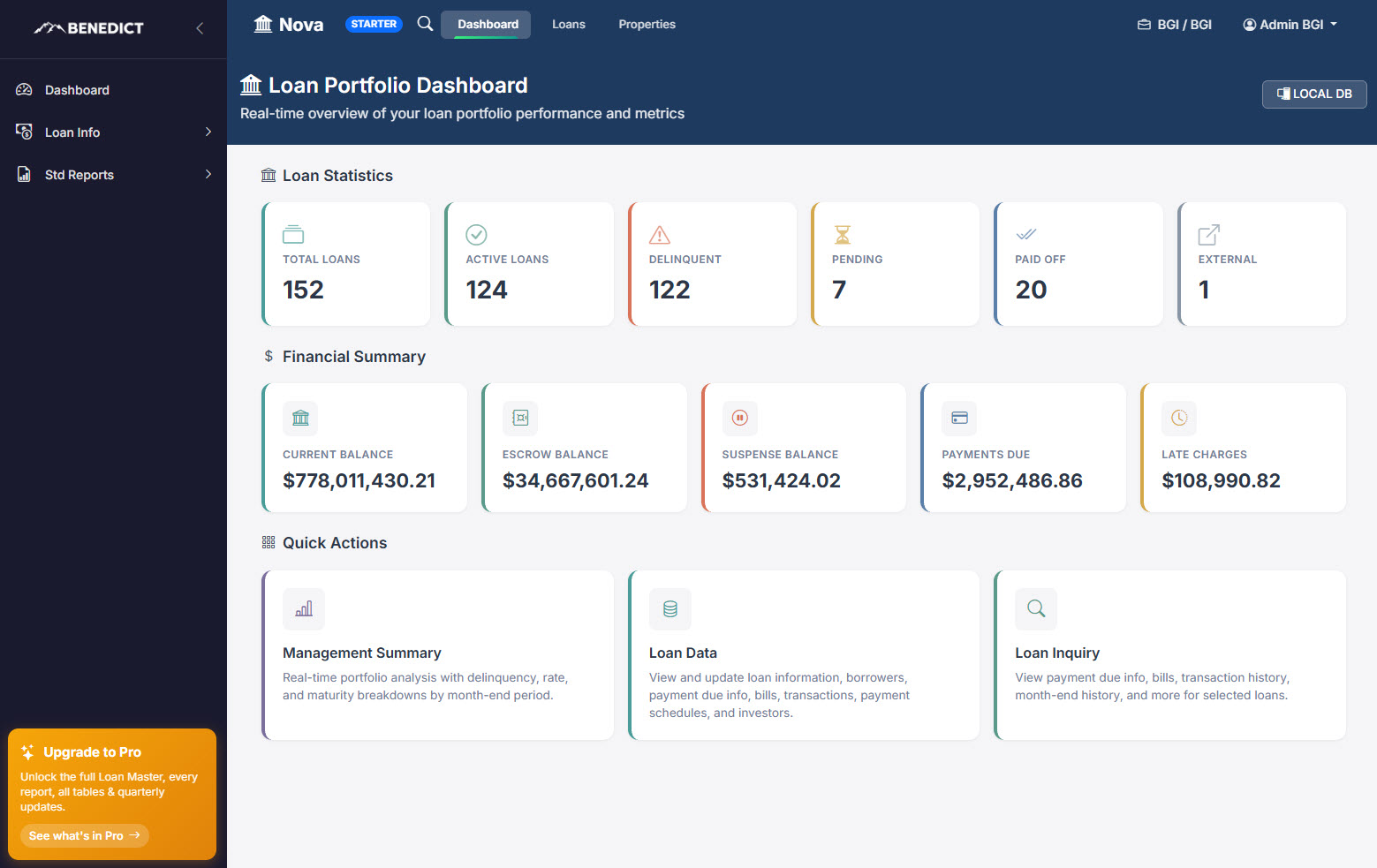 Benedict Servicing Starter - Loan Portfolio Dashboard
